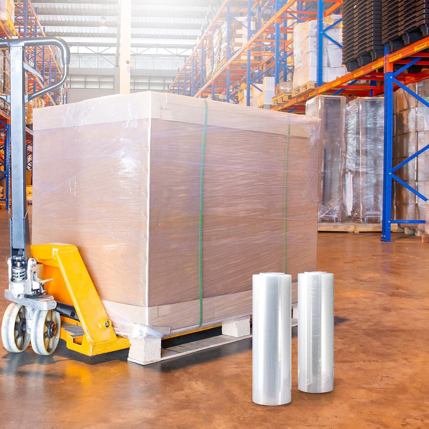 CLEAR CAST PALLET STRETCH WRAP FILM – 18 INCH X 1500 FT – 80 GAUGE 20 MICRON – 4 ROLLS 6000 FT TOTAL