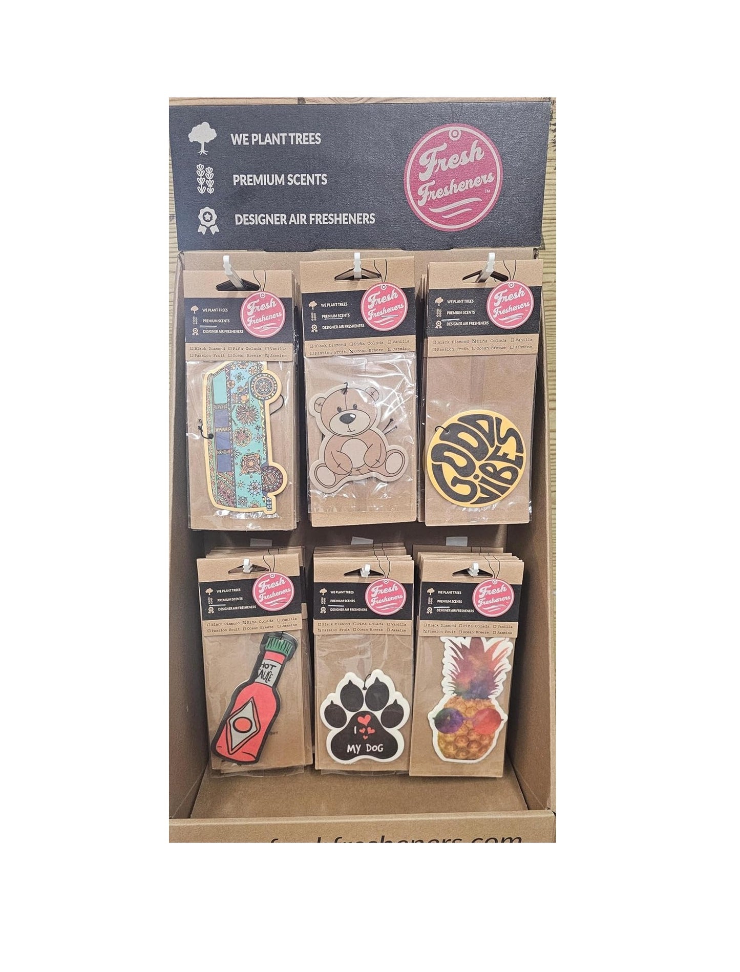 CAR & HOME LONG-LASTING AIR FRESHENERS, ASSORTED SCENTS, 6 PACK