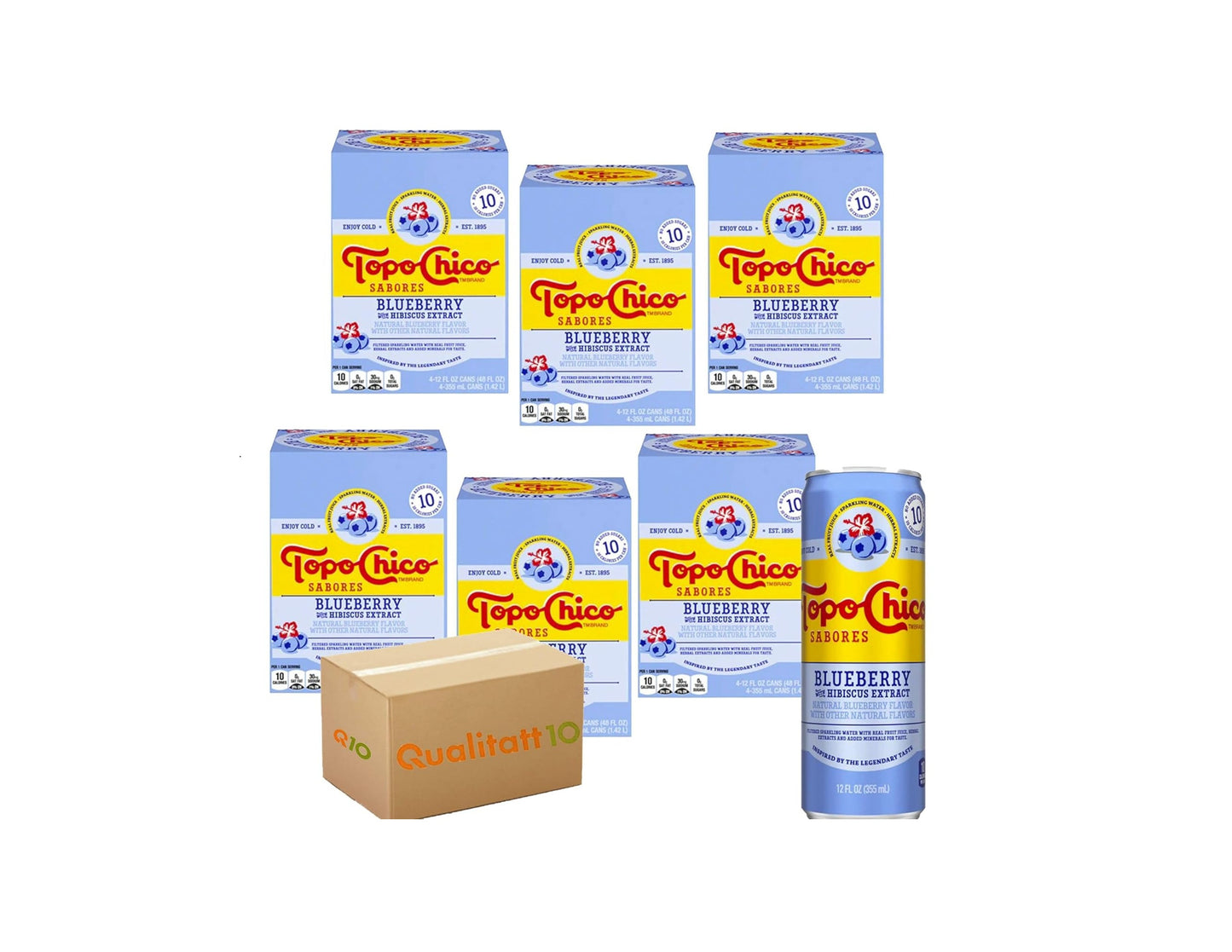 Topo Chico Sabores Sparkling Water – Blueberry With Hibiscus, 12 Fl Oz Cans – 24 Pack