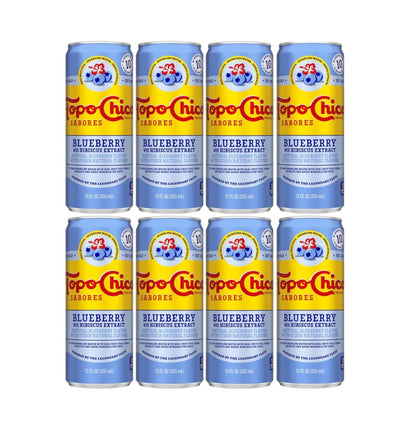 Topo Chico Sabores Sparkling Mineral Water – Blueberry Hibiscus, 12 Oz Cans – 8 Pack