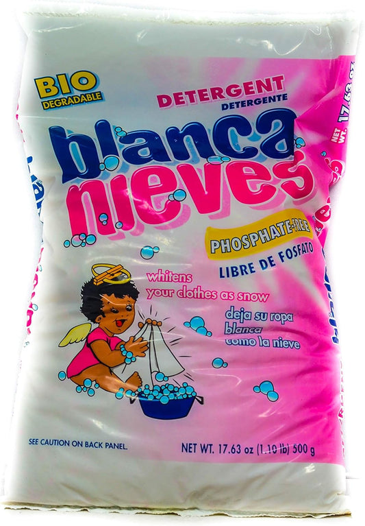 BLANCA NIEVES POWDER LAUNDRY DETERGENT – PHOSPHATE FREE – BIODEGRADABLE – 500 G 17.63 OZ EACH – 3 PACK