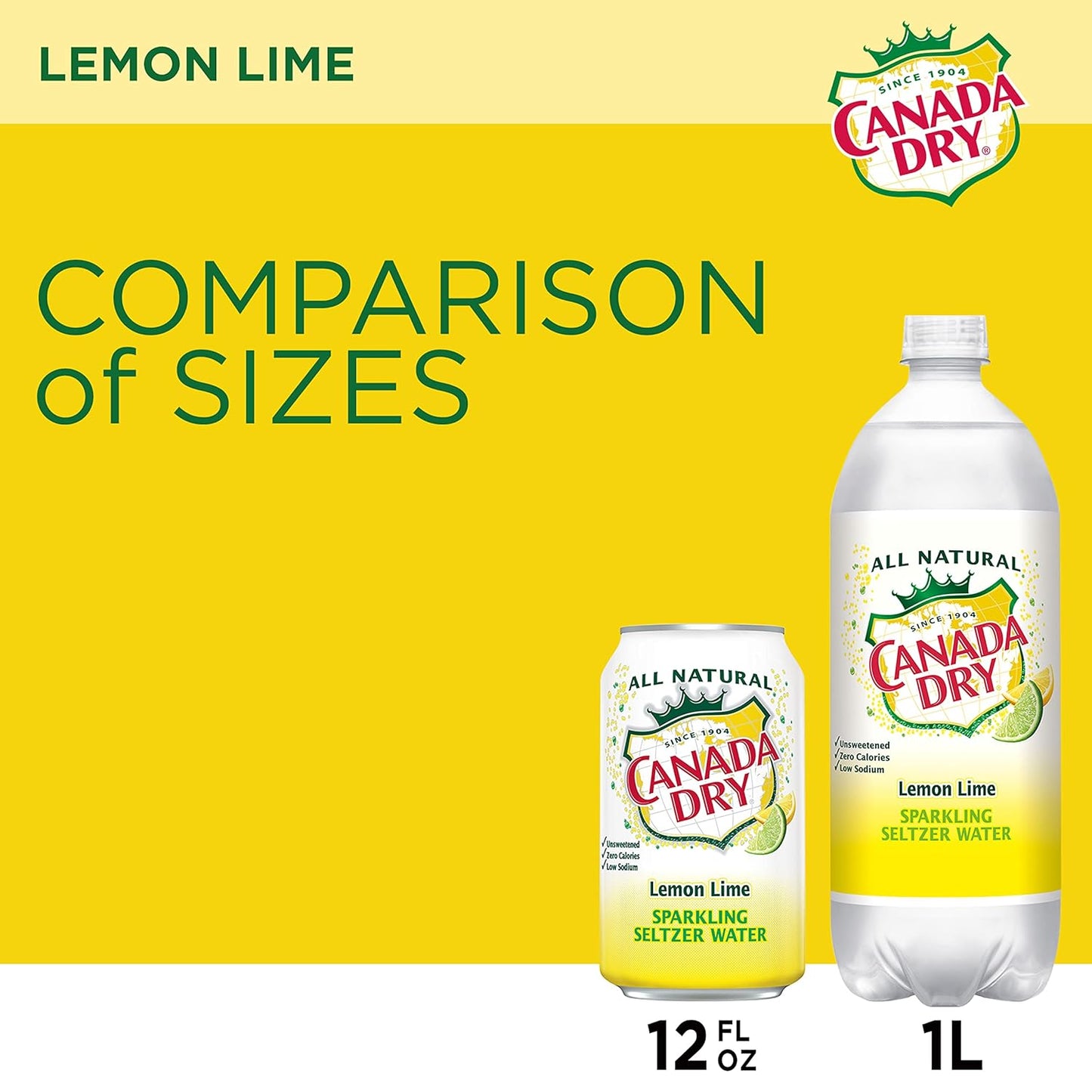 CANADA DRY LEMON LIME SPARKLING SELTZER WATER – 12 FL OZ CANS – PACK OF 12