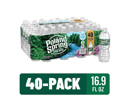 POLAND SPRING 100% NATURAL SPRING WATER, 16.9 FL OZ BOTTLES (PACK OF 40)