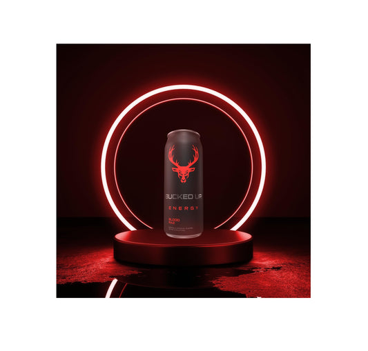 BUCKED UP ENERGY DRINK – BLOOD RAZ – 300 MG CAFFEINE – 16 FL OZ CANS – PACK OF 12