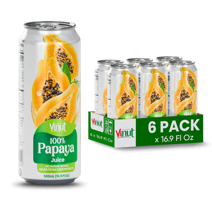 Vinut 100% Papaya Juice – No Added Sugar, 16.9 Fl Oz Cans – 12 Pack