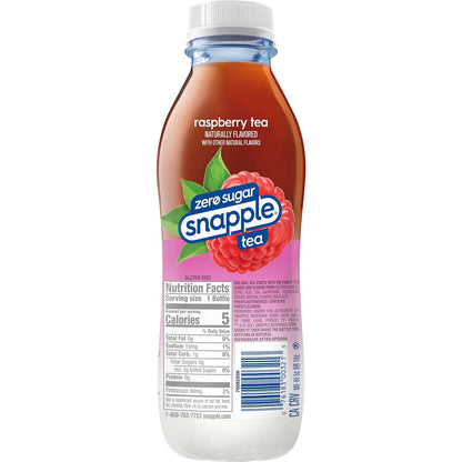 Snapple Zero Sugar Raspberry Tea – 16 Oz Bottles – 12 Pack