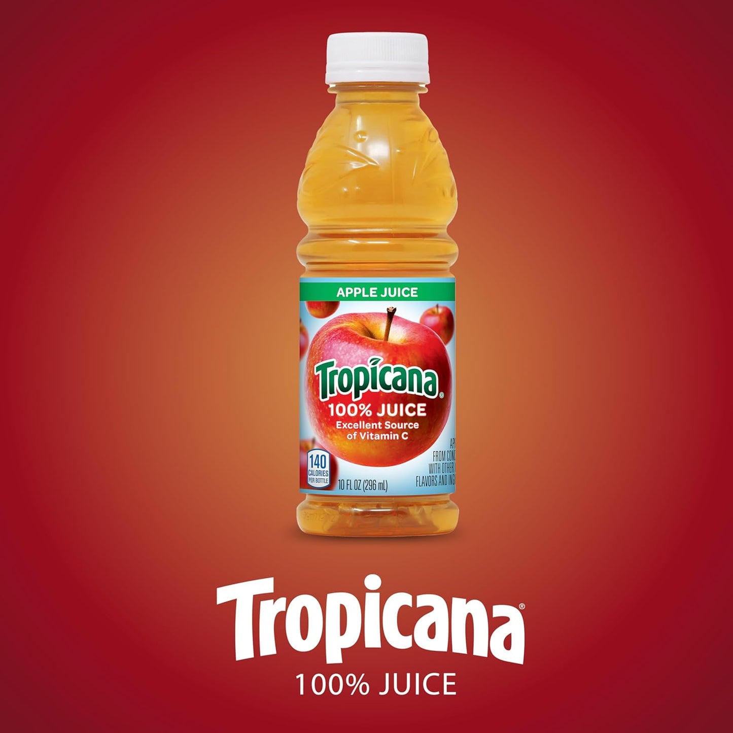 Tropicana 100% Apple Juice – No Added Sugar, 10 Fl Oz Bottles – 24 Pack