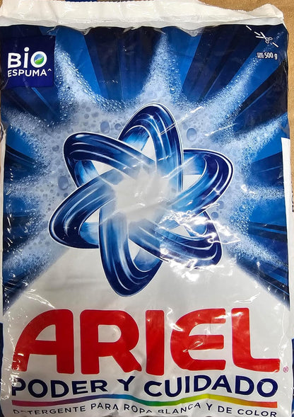 ARIEL POWDER LAUNDRY DETERGENT – 500 G BAGS – 18 PACK