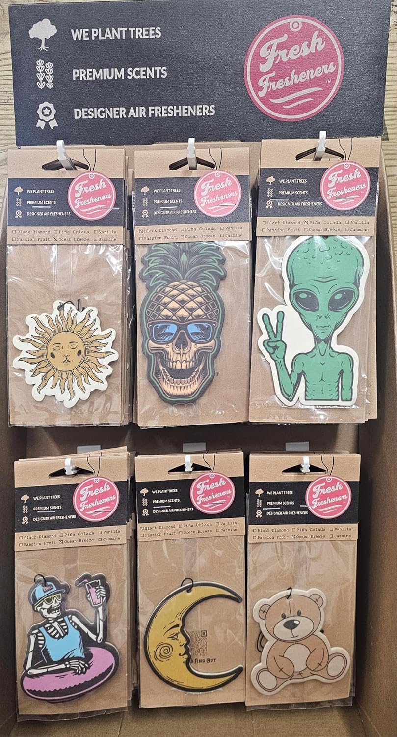 CAR & HOME LONG-LASTING AIR FRESHENERS, ASSORTED SCENTS, 6 PACK