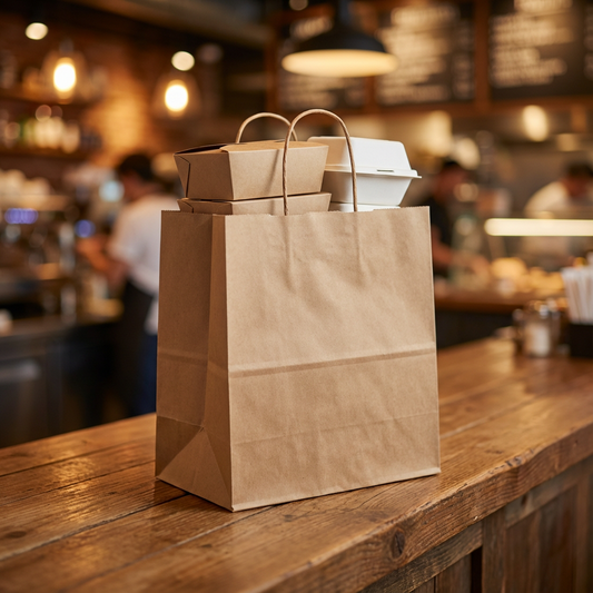 Demaya Brown Kraft Paper Bags with Handles – 13"x7"x17" Large Heavy Duty Grocery, Retail & Takeout Bags, 250 Pack