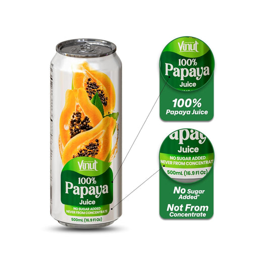 Vinut 100% Papaya Juice – No Added Sugar, 16.9 Fl Oz Cans – 12 Pack