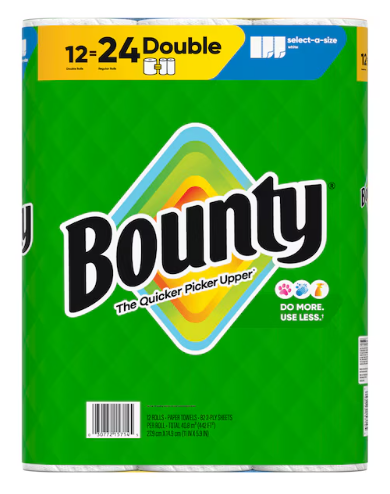 Bounty Select-A-Size Paper Towels – 2-Ply Ultra Absorbent Kitchen & Household Cleaning Rolls
