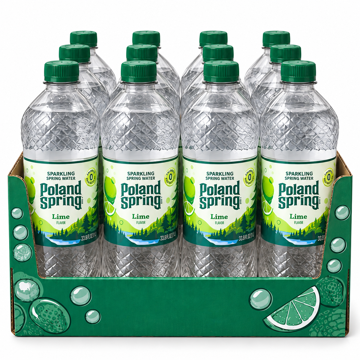 Poland Spring Flavored Sparkling Water, 1 Liter (33.8 fl oz), 12 Bottles