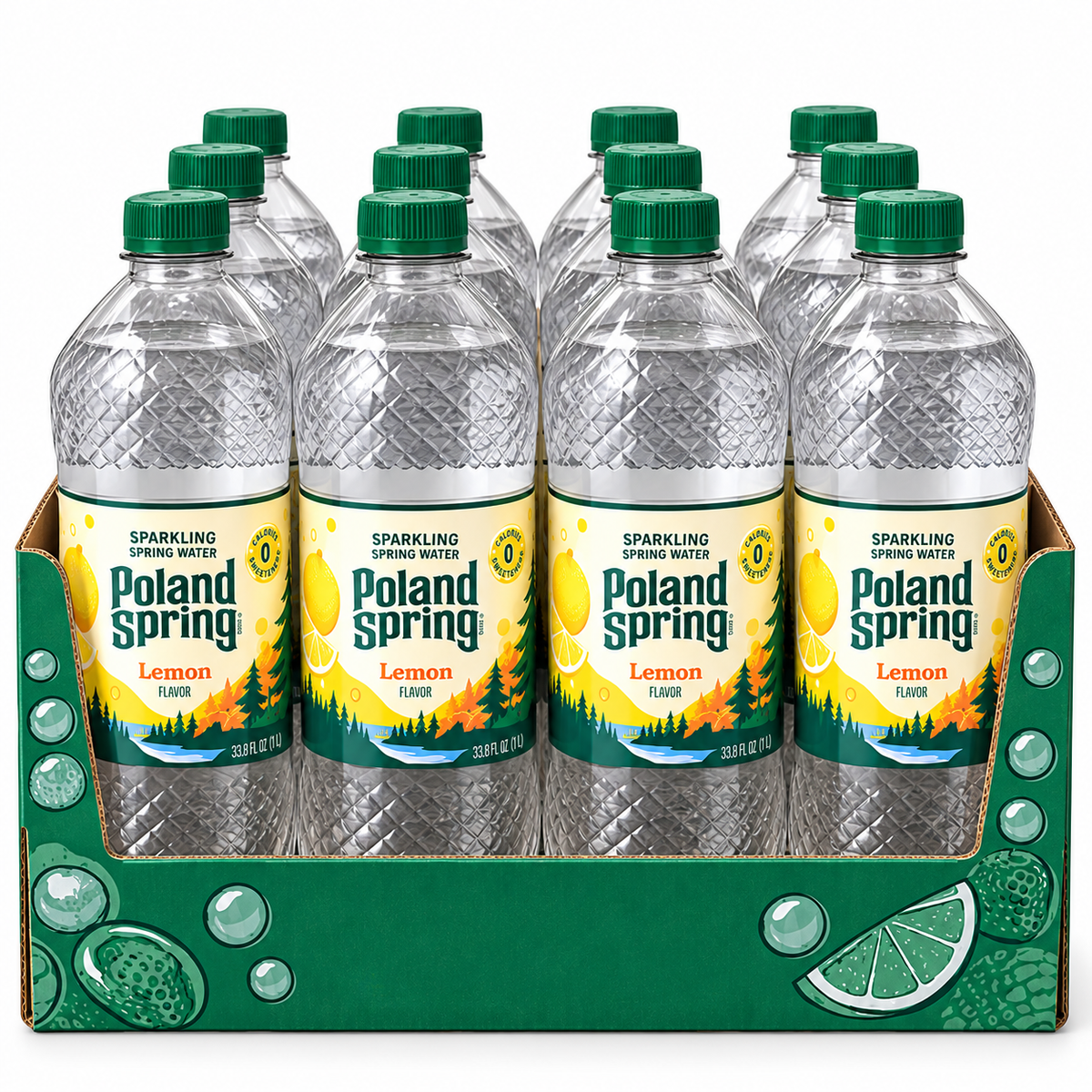 Poland Spring Flavored Sparkling Water, 1 Liter (33.8 fl oz), 12 Bottles