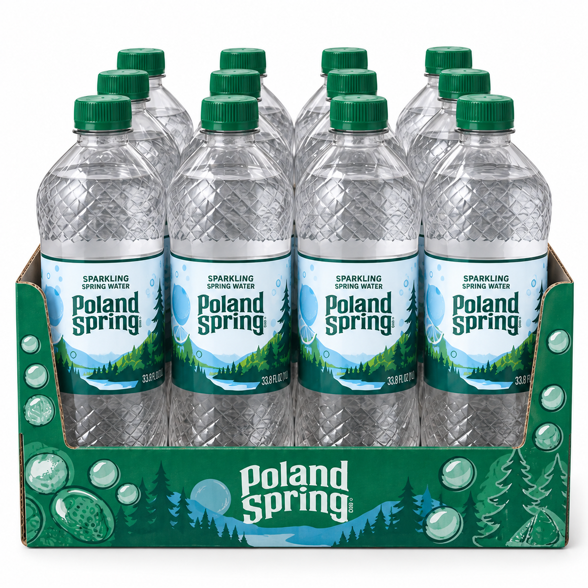 Poland Spring Flavored Sparkling Water, 1 Liter (33.8 fl oz), 12 Bottles