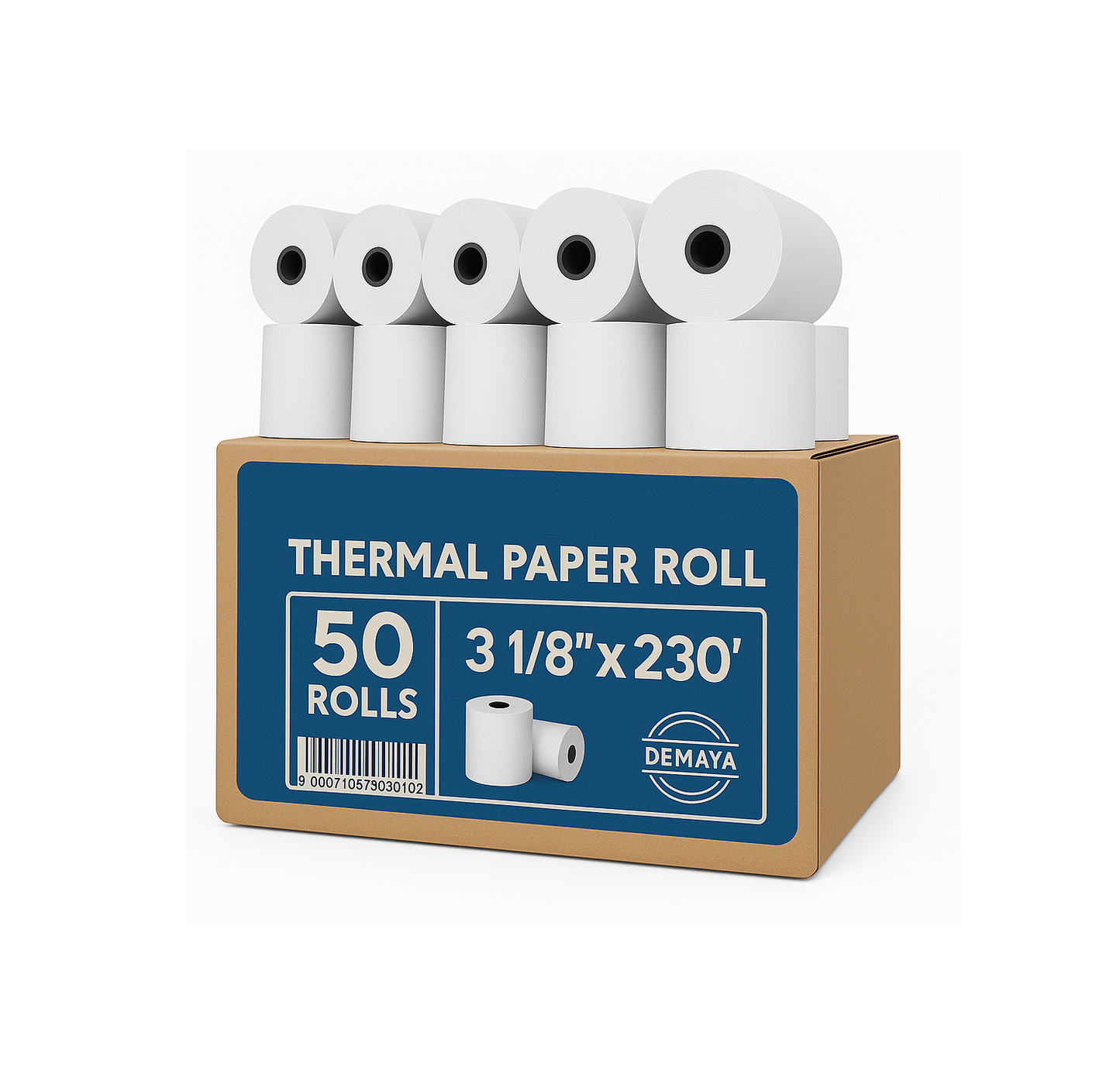 THERMAL PAPER ROLLS – 3-1/8" x 230FT, 50 ROLLS – PREMIUM POS RECEIPT PAPER
