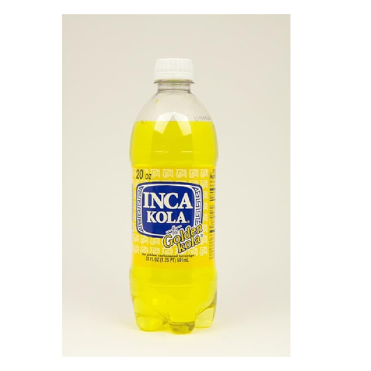 INCA KOLA ORIGINAL GOLDEN SODA, PERUVIAN SOFT DRINK, 20 FL OZ BOTTLES (PACK OF 24)