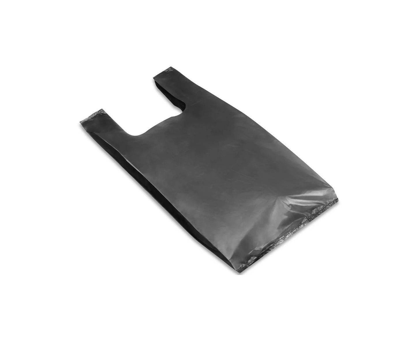 PLASTIC T-SHIRT BAGS 1/10 BLACK 8X4X16 – BULK PACK