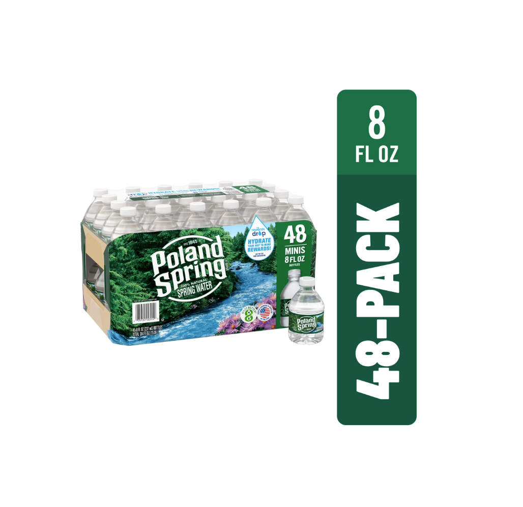POLAND SPRING 100% NATURAL SPRING WATER, 8 OZ BOTTLES (48 PACK)