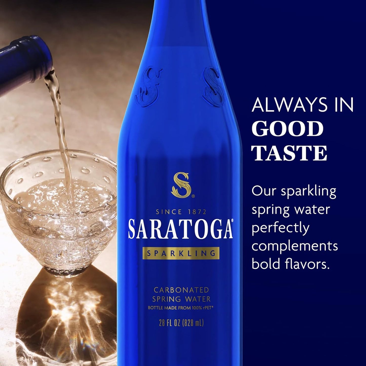 Saratoga Sparkling Spring Water 28 Fl Oz Bottles – 12 Pack PET Plastic