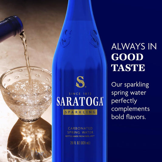 Saratoga Sparkling Spring Water 28 Fl Oz Bottles – 12 Pack PET Plastic