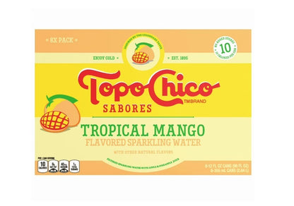 Topo Chico Sabores Tropical Mango Sparkling Water – 12 Fl Oz Cans – 8 Pack