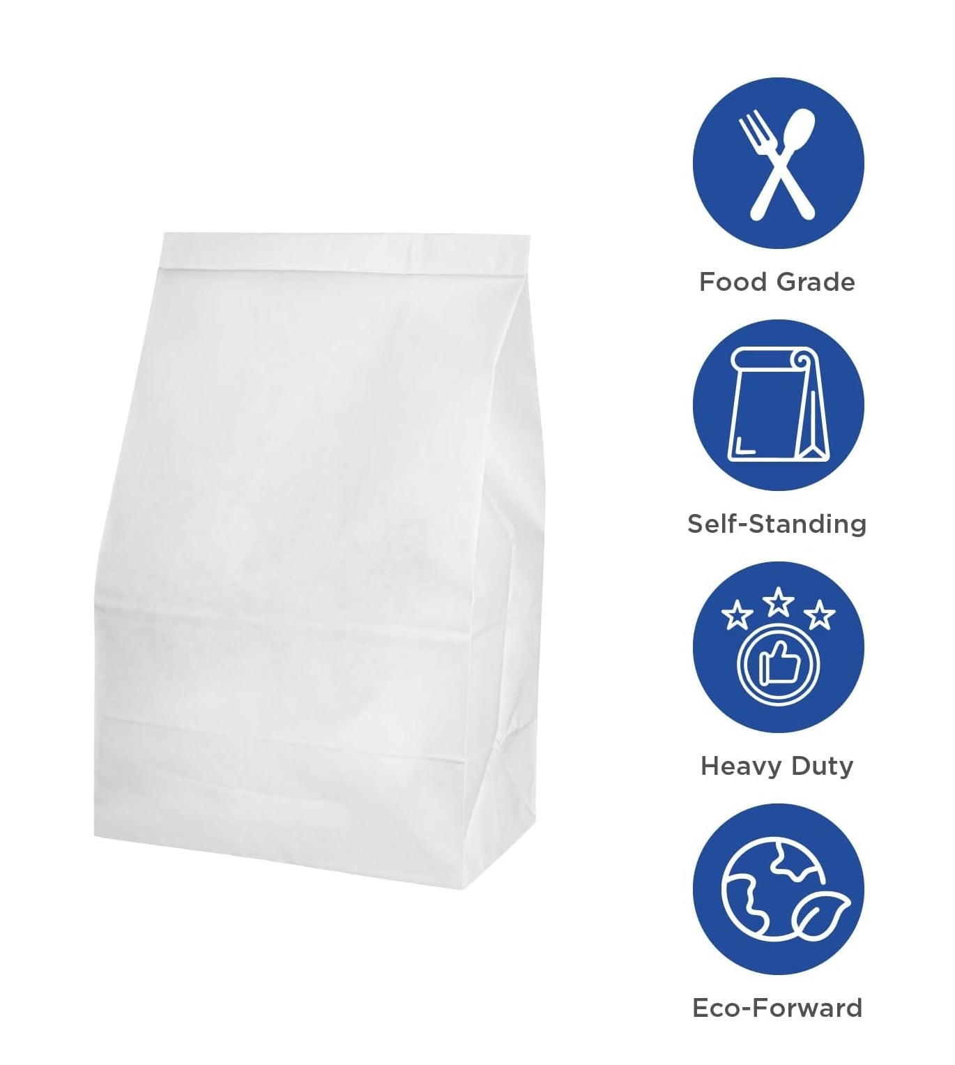 DEMAYA Paper Lunch Bags White, Versatile Paper Lunch Bags for Food, Take Out or Retail Shopping - Sturdy, Self-Standing, 500 Count