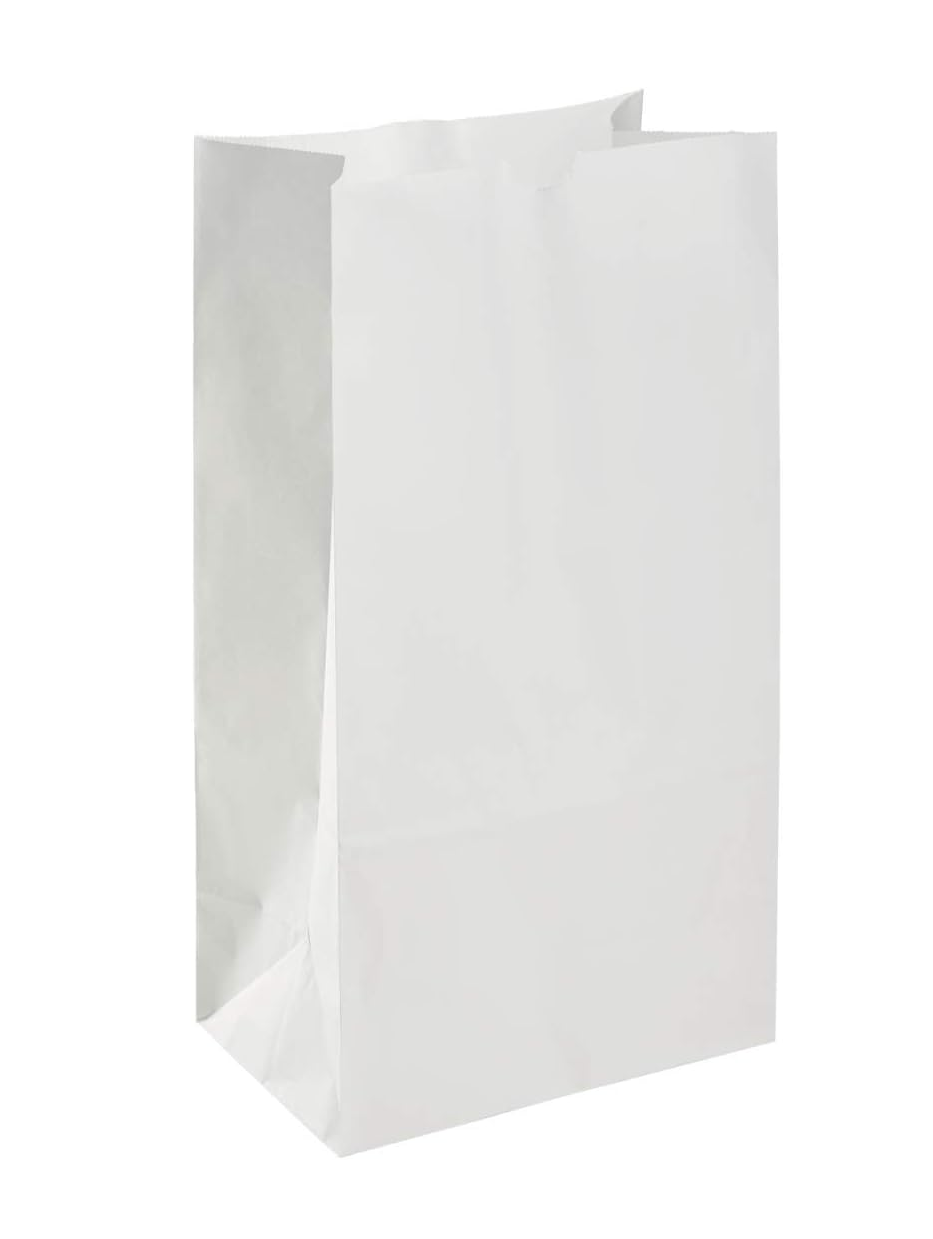 DEMAYA Paper Lunch Bags White, Versatile Paper Lunch Bags for Food, Take Out or Retail Shopping - Sturdy, Self-Standing, 500 Count