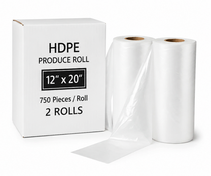 DEMAYA HDPE Clear Produce Bags, 12" x 20" – Heavy-Duty Disposable Food & Grocery Storage Bags