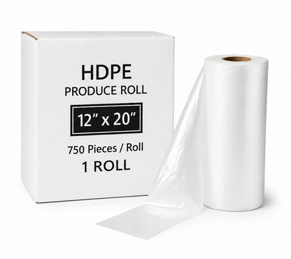 DEMAYA HDPE Clear Produce Bags, 12" x 20" – Heavy-Duty Disposable Food & Grocery Storage Bags