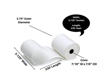 Demaya Thermal Paper Rolls 3 1/8" x 230', BPA-Free 50 Rolls Case High-Quality POS Receipt Paper for Retail, Restaurants, Gas Stations, Offices