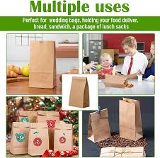 BROWN KRAFT PAPER LUNCH BAGS – 6 LB SIZE – 500 COUNT