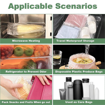 DEMAYA HDPE Clear Produce Bags, 12" x 20" – Heavy-Duty Disposable Food & Grocery Storage Bags