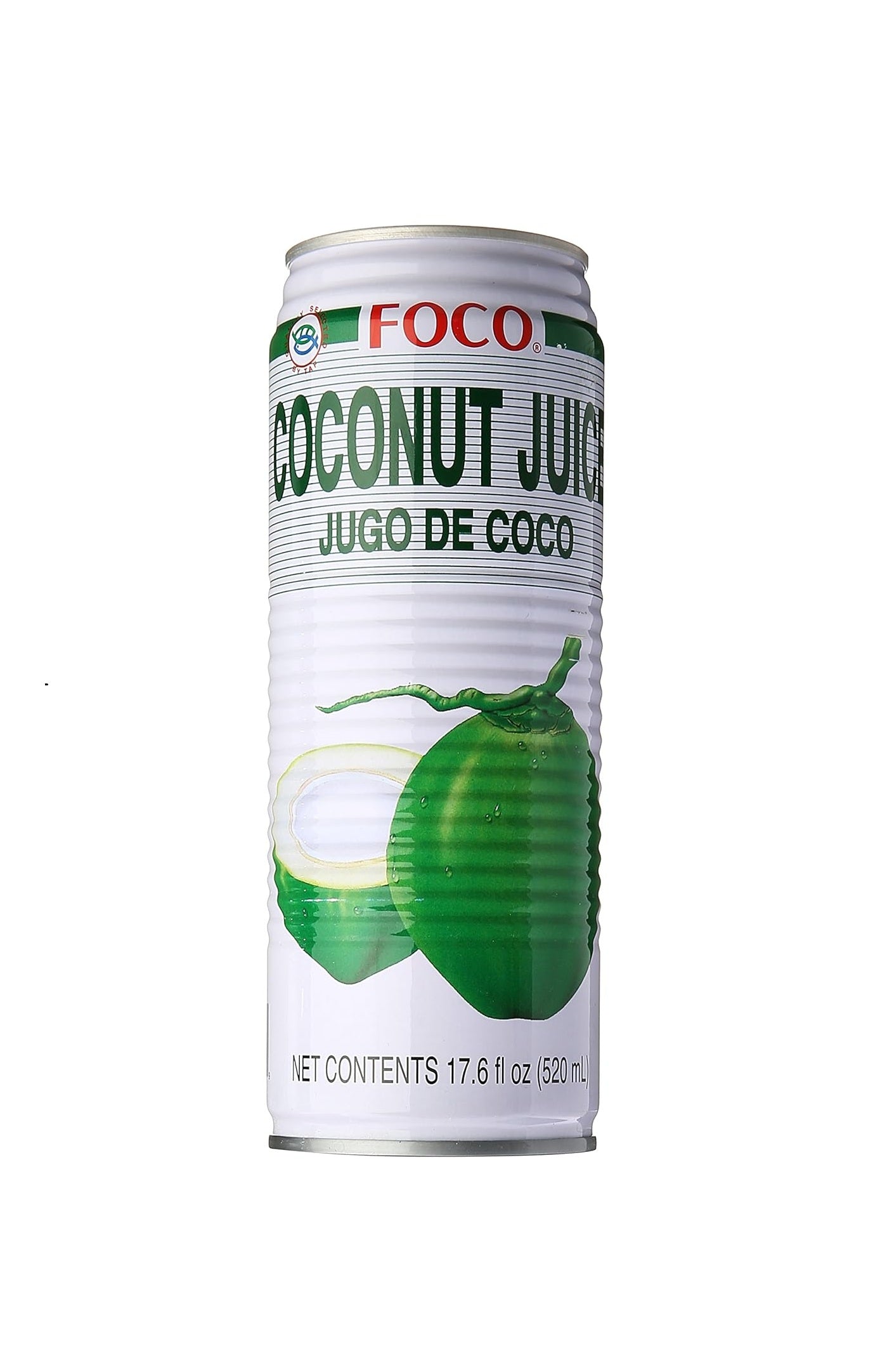 FOCO 100% NATURAL COCONUT JUICE, 17.6 FL OZ CANS (PACK OF 24)
