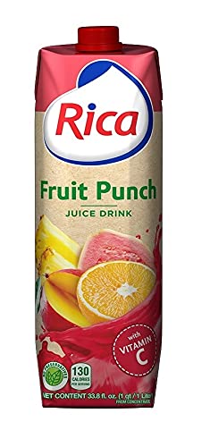 RICA Fruit Punch Drink LT with Vitamin C – 33.8 fl oz Bottles (6-Pack) | Refreshing Fruit Punch Beverage | Fortified with Vitamin C