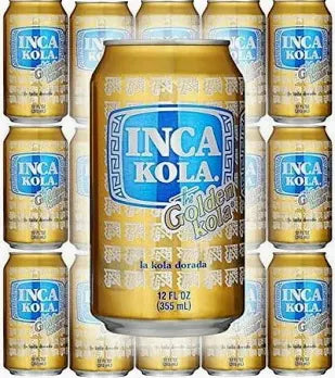INCA KOLA ORIGINAL GOLDEN SODA, PERUVIAN SOFT DRINK, 12 OZ CANS (PACK OF 24)