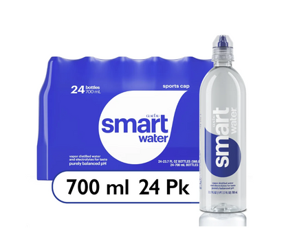 GLACEAU SMARTWATER SPORTS CAP, 23.7 FL OZ BOTTLES (24 PACK)